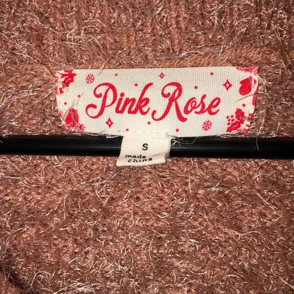 Pink Rose Shaggy Sweater - Small - Picture 5 of 5